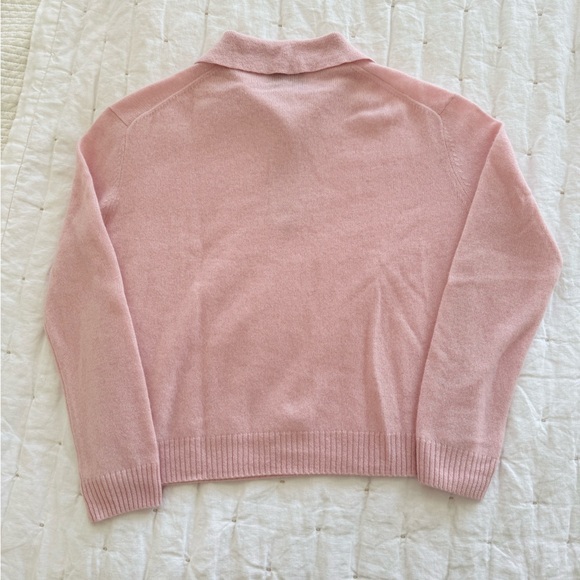 Tuckernuck Lightweight Cashmere Cassidy Polo Sweater Soft Pink | L - Picture 5 of 5